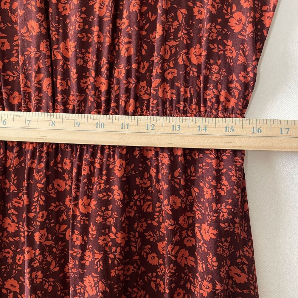 Old Navy Red Ditsy Floral Elastic Waist Tiered Hem Halter Maxi Dress Size L - Picture 6 of 12